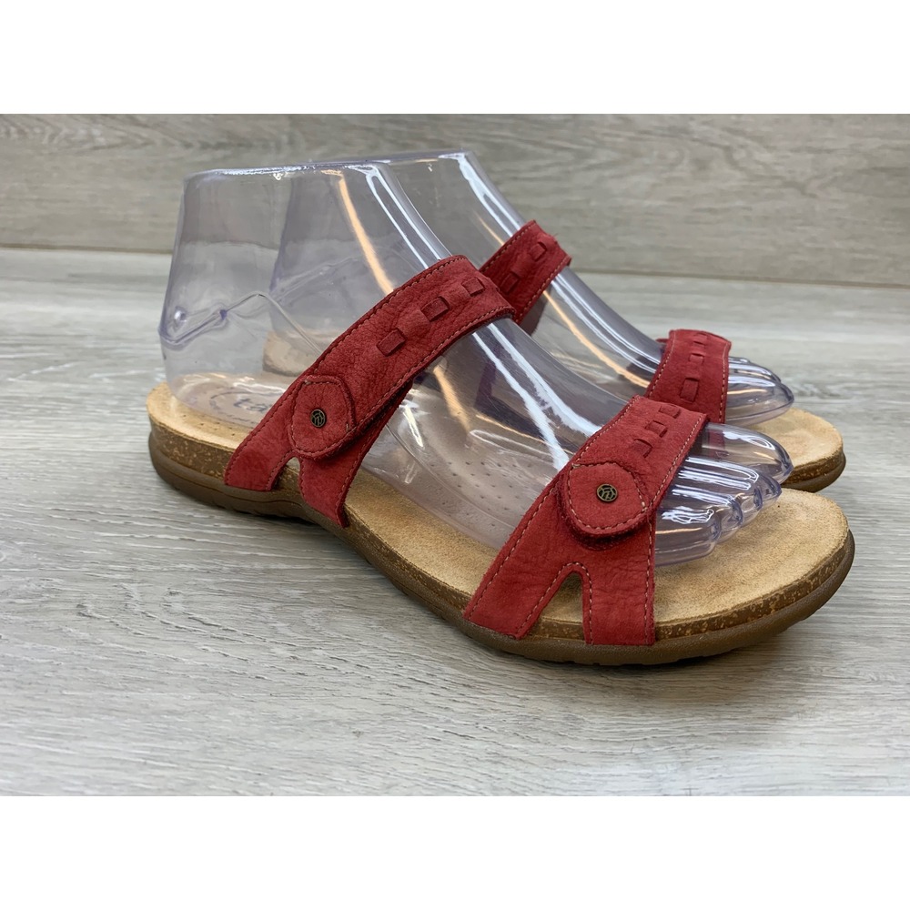Taos Blair Red Leather Women's Strap Cork Footbed Sandals 7 Comfort Shoes